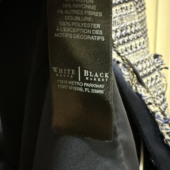 White House Black Market Tweed Boucle Blazer Womens M L Fringe Business Classy - Picture 11 of 15